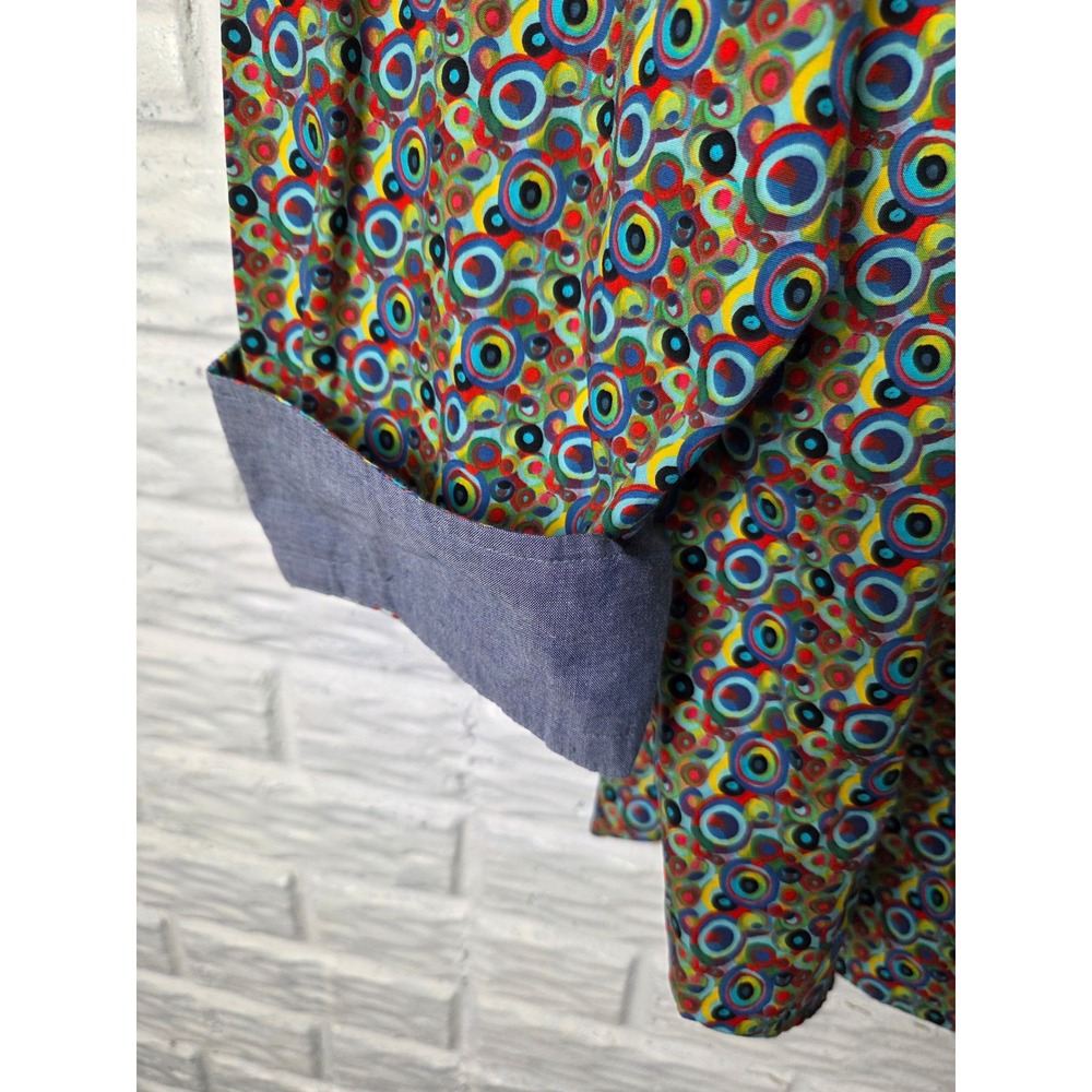 NWT Cremieux Premium Denim Mens 4XT Shirt Multi Color Circles Stretch Flip Cuff - Picture 3 of 8